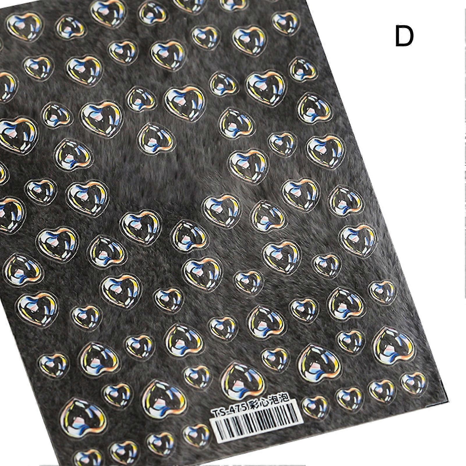 Autocollant de bulle d’ongle gravé Colle de dos Ultra mince mignon 5D Transparent Mode Nail Art Design Autocollant pour manucure QinHai