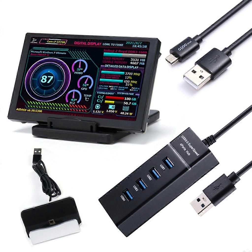 PC IPS TYP-C Sekundärbildschirm, IPS USB Mini-Bildschirm PC CPU HDD Datenmonitor