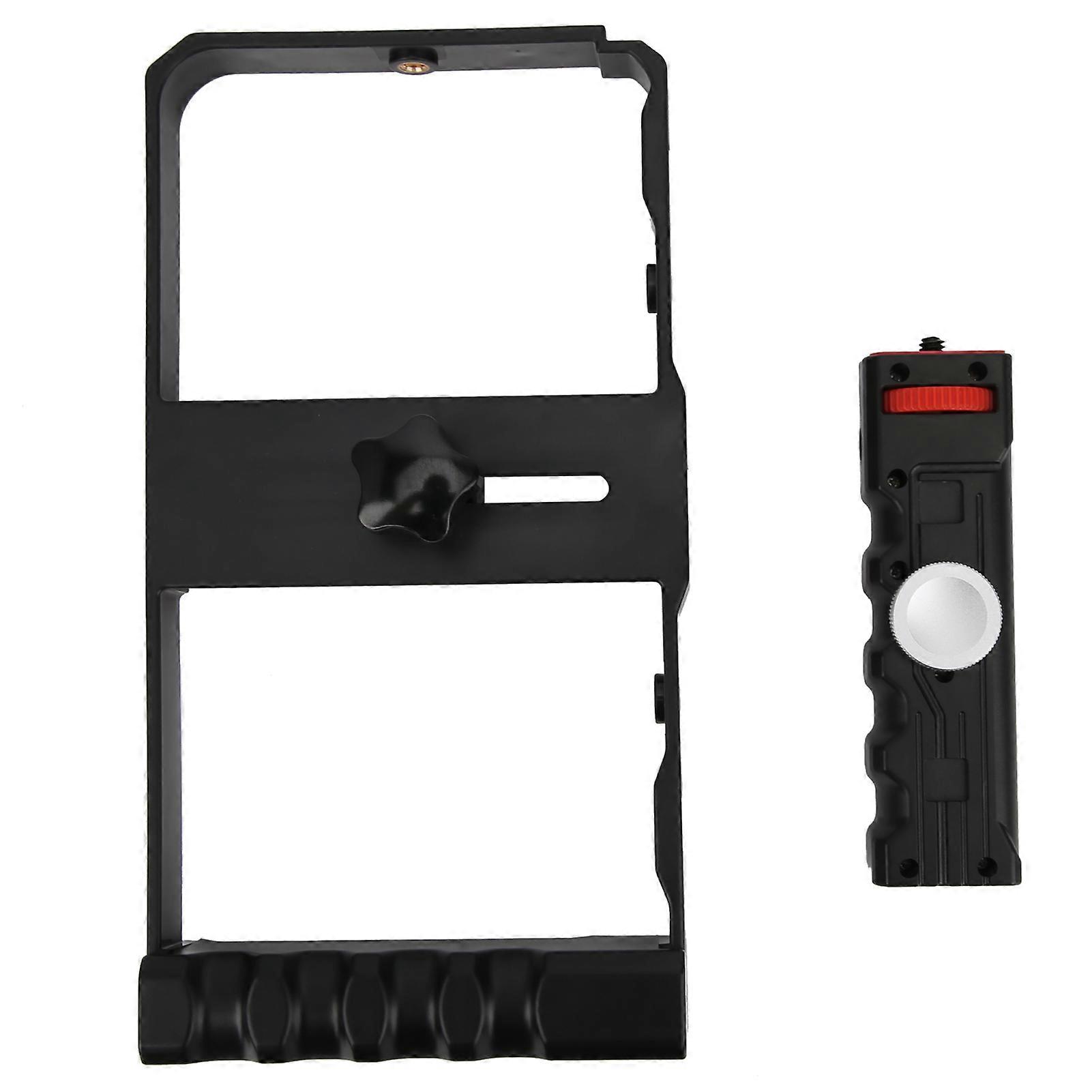 ポータブルスマートフォンハンドヘルドビデオケージデュアルハンドルグリップ電話カメラスタビライザーケージ