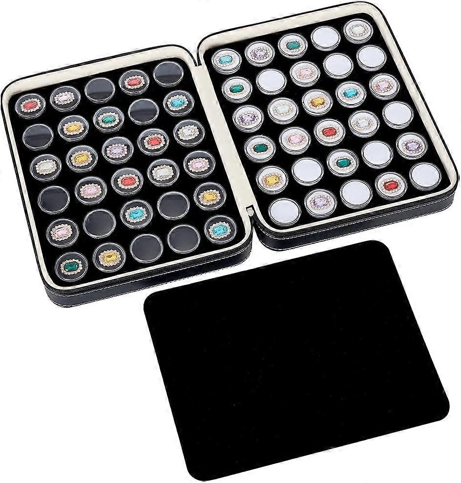 60pcs Leather Jewelry Display Case Box 2 Colors Plastic Loose Diamond Box Gem Diamond Gemstone Display Collection Storage Box for Small Items Gemstone