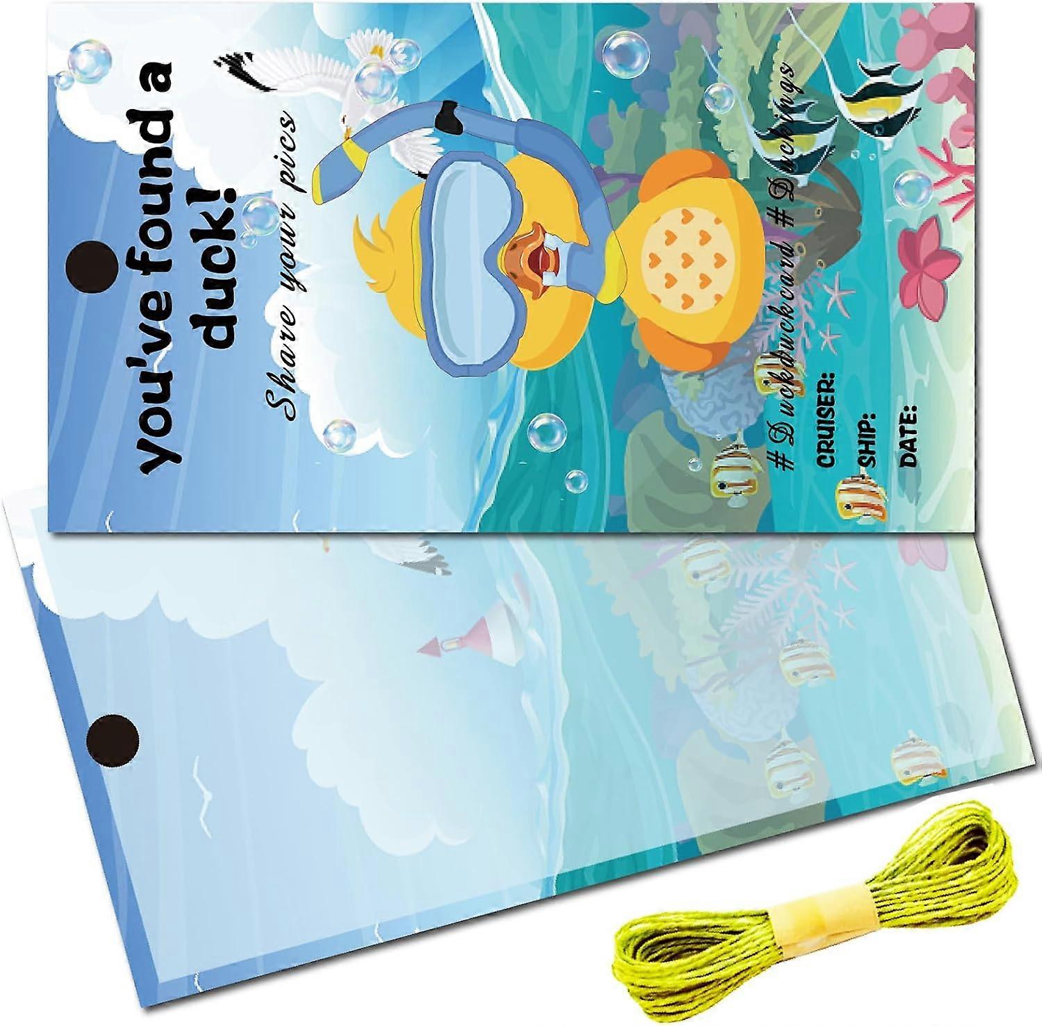 50Pcs You've Been Ducked Cards Duck Tags Duck Duck Ducking Game Card DIY Blue Duck Card with Hole and Twine for Jeeps Car Decor Christmas Gift 3.5 x 2