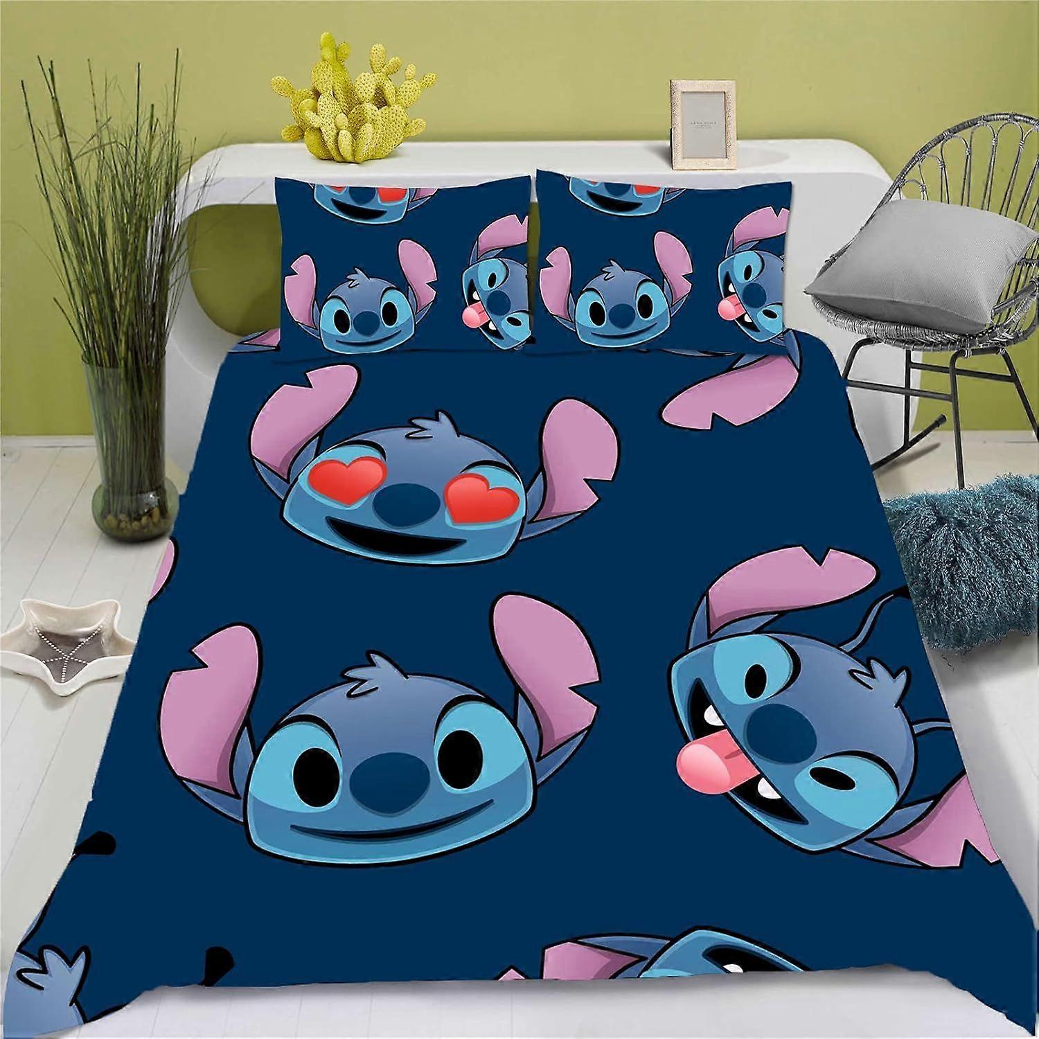 Lilo and Stitch Bedding Set for Teenagers, D Print Microfiber, Duvet Cover and Pillowcase