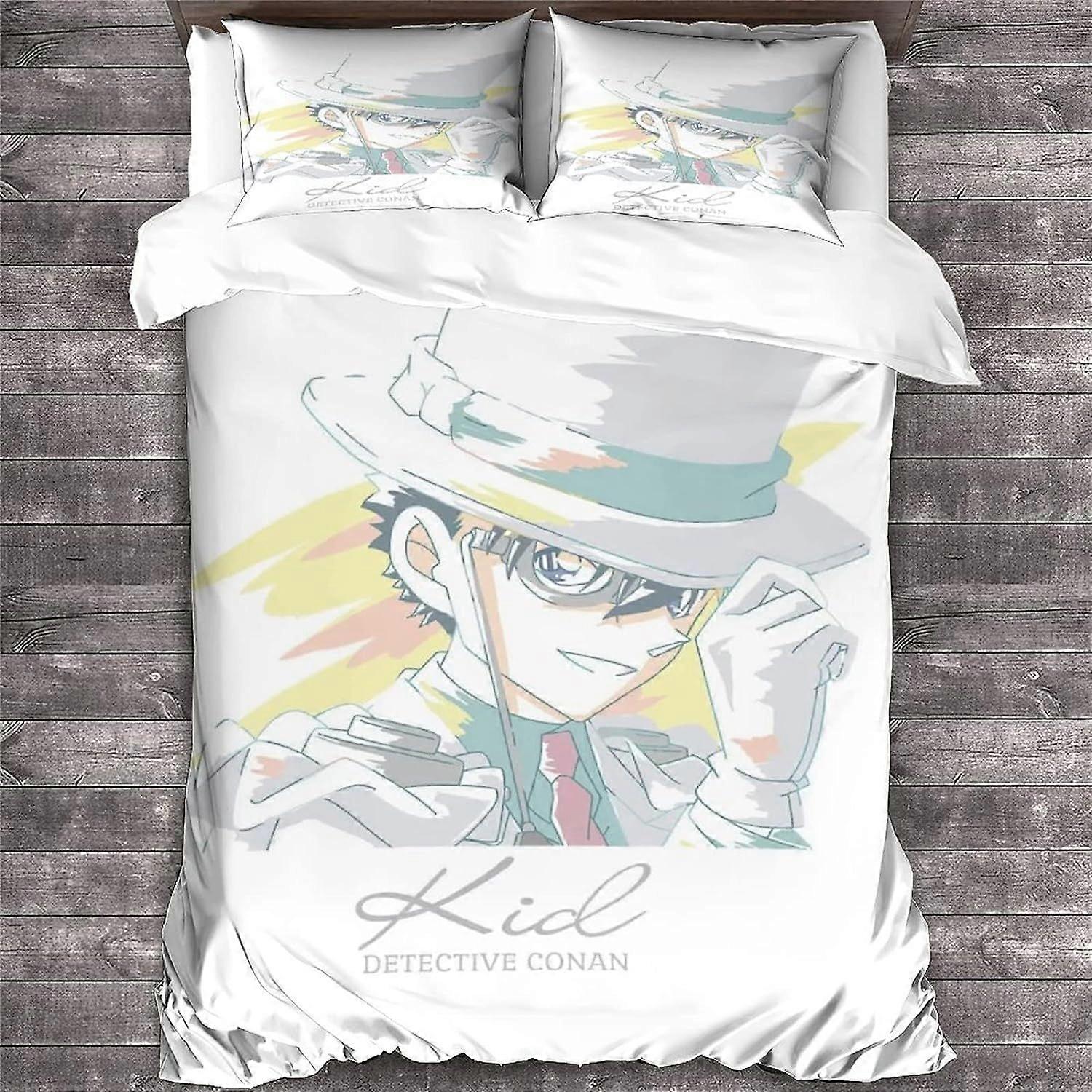 Detective Conan Anime Bedding Set, with Duvet Cover and Pillowcase, 1 Piece, Soft and Breathable Microfiber, with Zippernan Edogawa, King 135*200CM