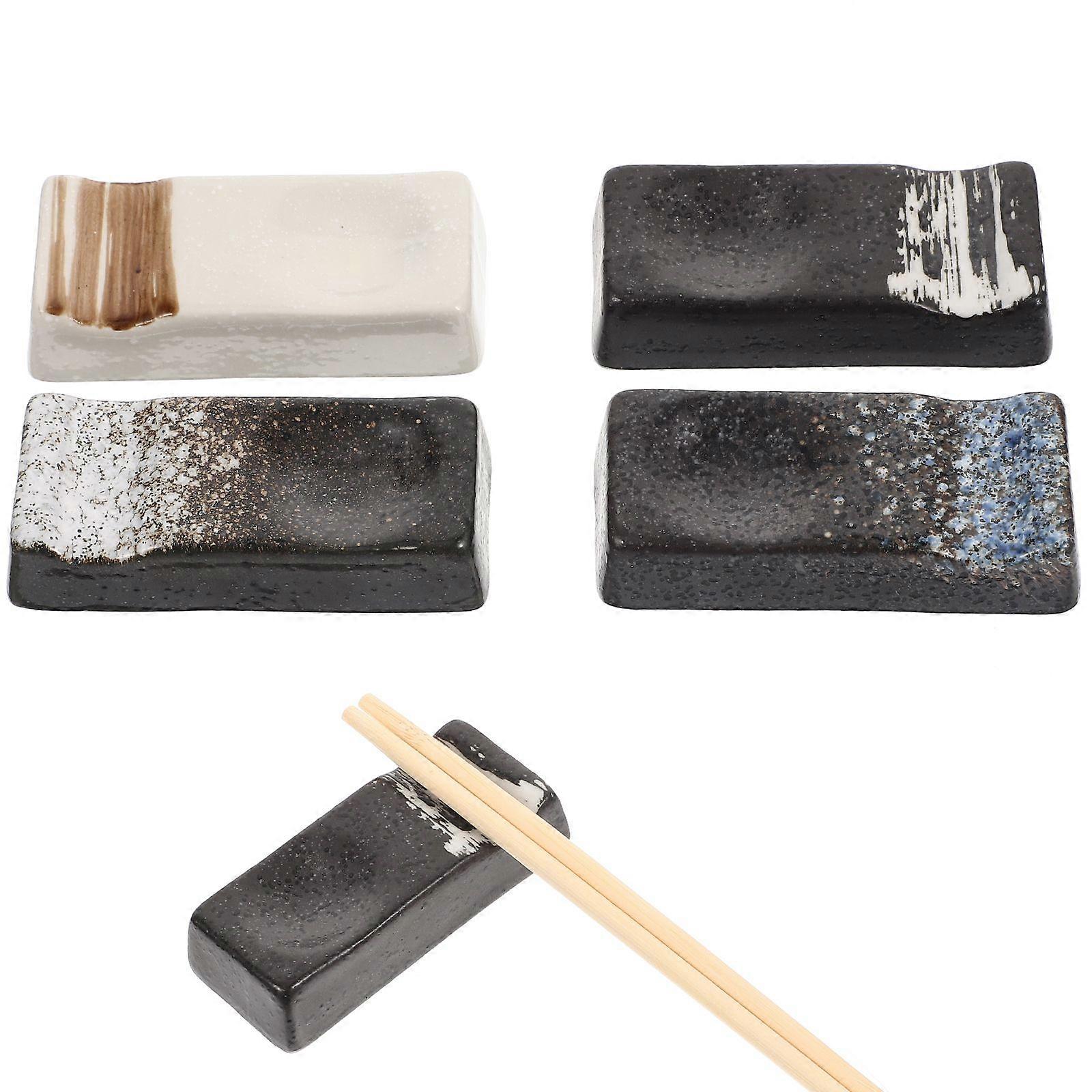 4pcs Ceramic Chopsticks Rests Japanese Style Chopsticks Holders Spoon Fork Holders