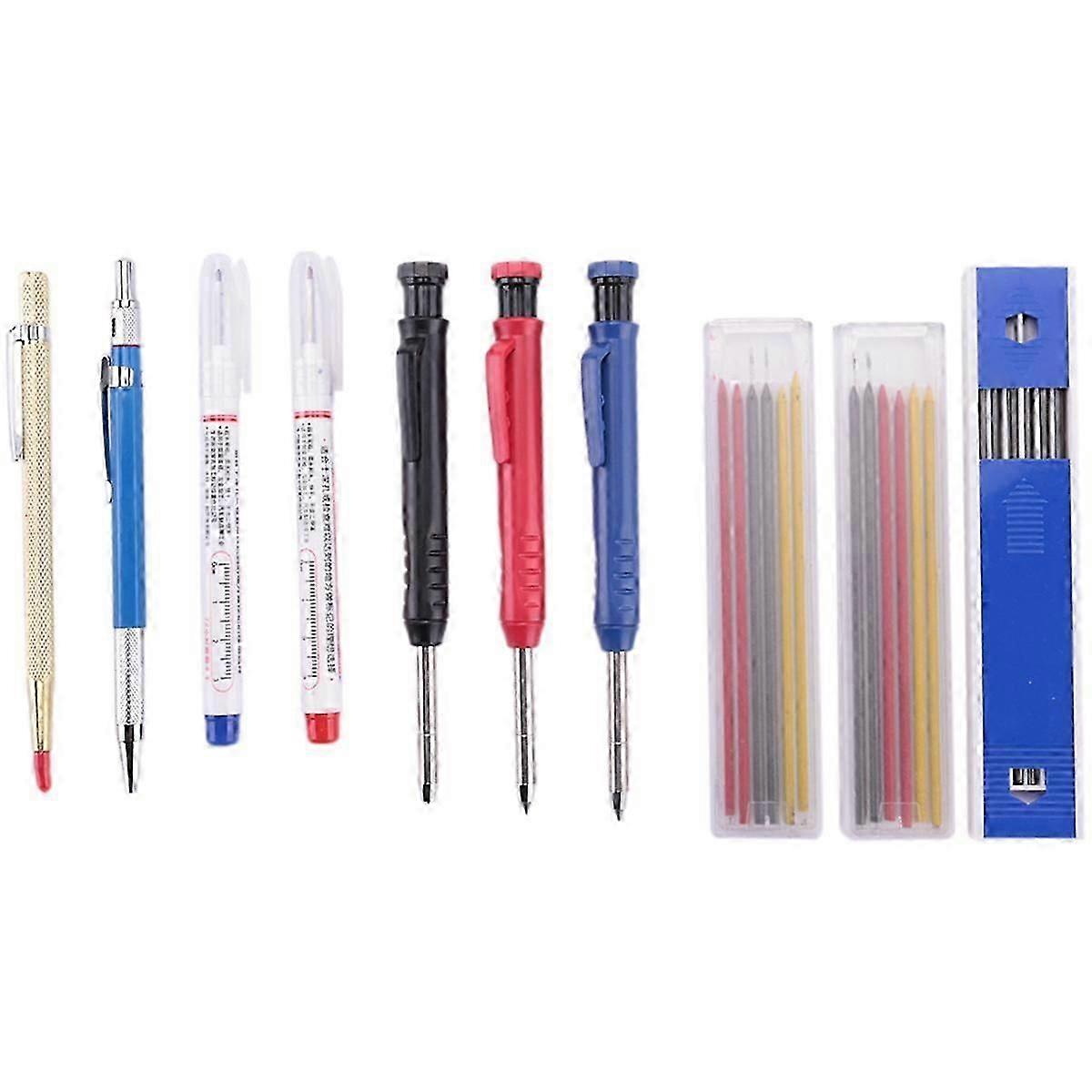 Solid Carpenter Pencil,deep Hole Carpenter Pencils,with Replaceable Refills,marker Pens,for Woodworking Marking Tool