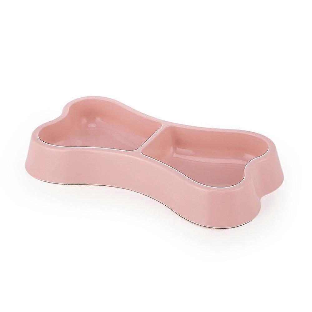 Bone Shape Pet Dog Double Bowls, Portable Pet Water Food Feeder, Plastic Skid-proof Pet Feeding Bowl