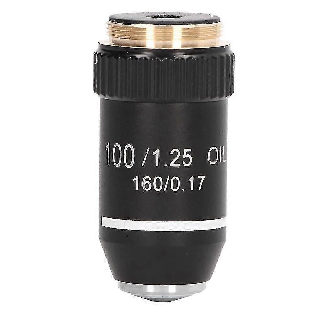 Biological Microscope Lens, 195 Achromatic Black Objective Lens 100X Oil Objective Interface 20.2mm