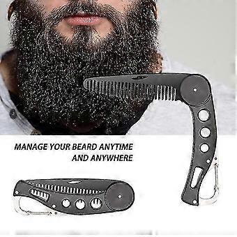 Men Beard Comb Stainless Steel Folding Pocket Mustache Brush Bottle Opener Tool#ylm-fb15083
