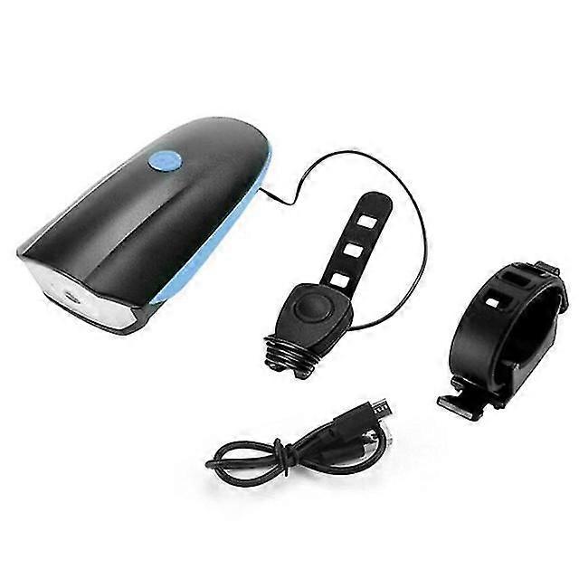Bicycle Front Light With Electric Loud Horn Waterproof Bike Headlight Usb Rechargeable Cycling Flashlight Tactical(Blue)