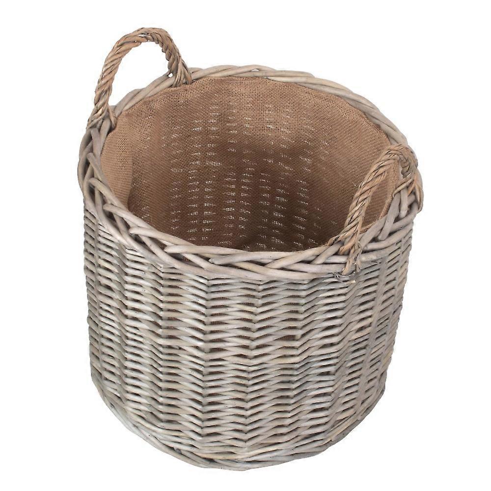 Round Lined Straight-sided Wicker Log Basket