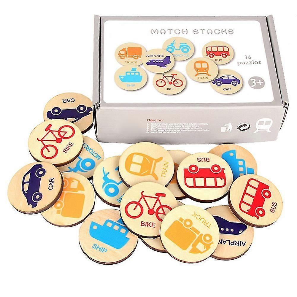 Children Educational Wooden Matching Pairing Kid Memory Board Game Interactive Toy Vehicle