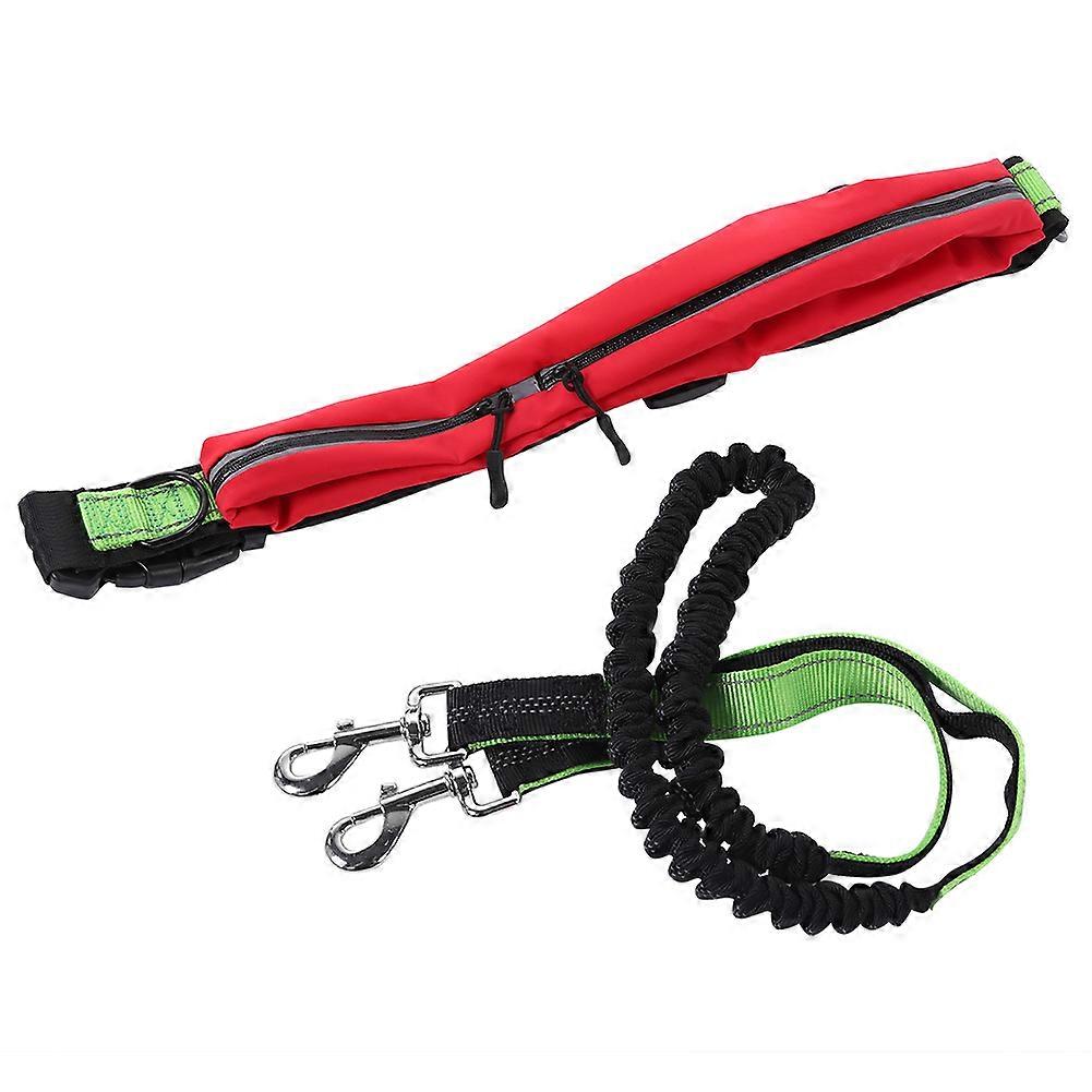 Pet Dog Training Leash with Elastic Waist Belt and Hands-Free Waist Bag, Durable Traction Rope for Walking and Jogging