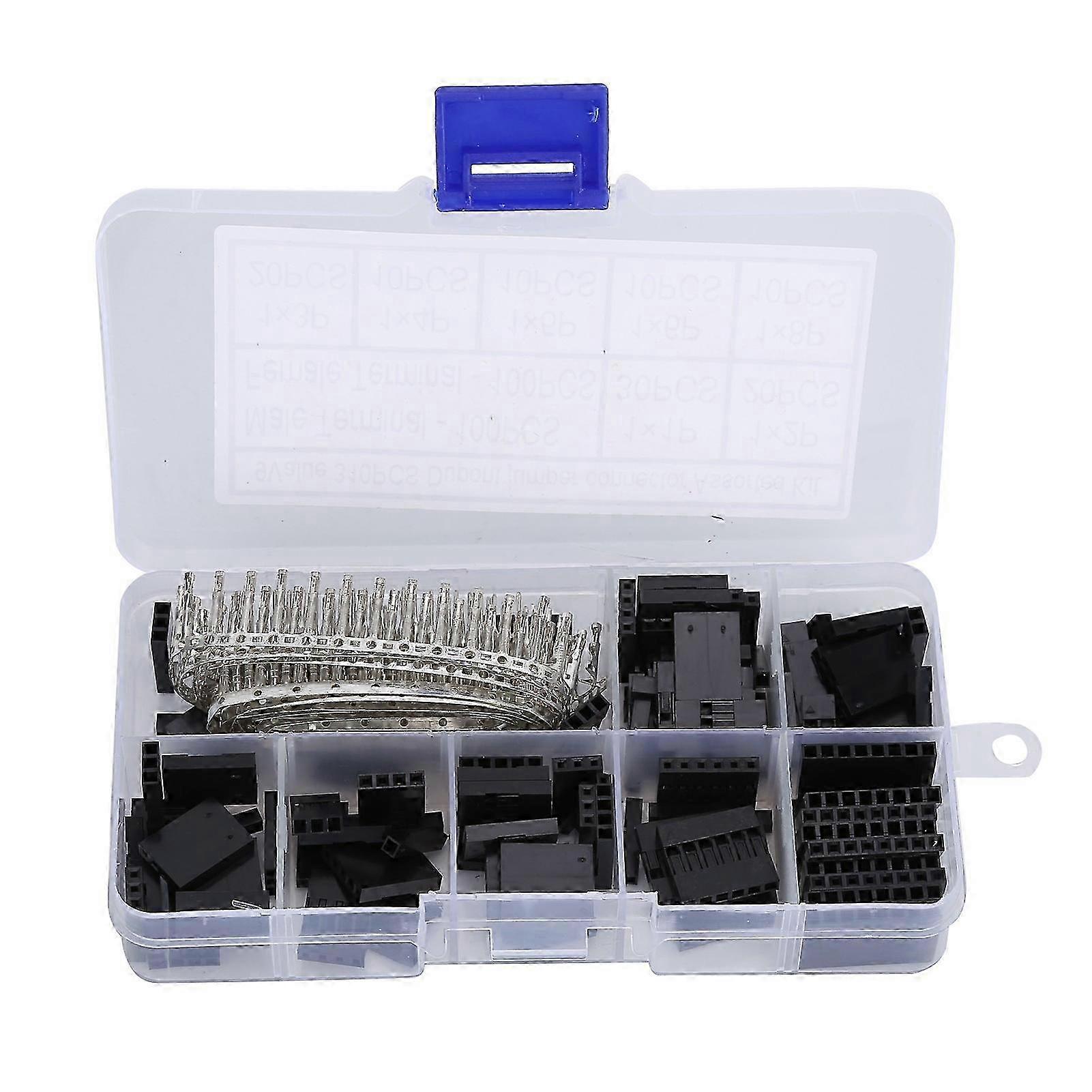 310Pcsジャンパーワイヤーコネクタ2.54mmハウジングオスメス圧着ピン端子セットキット