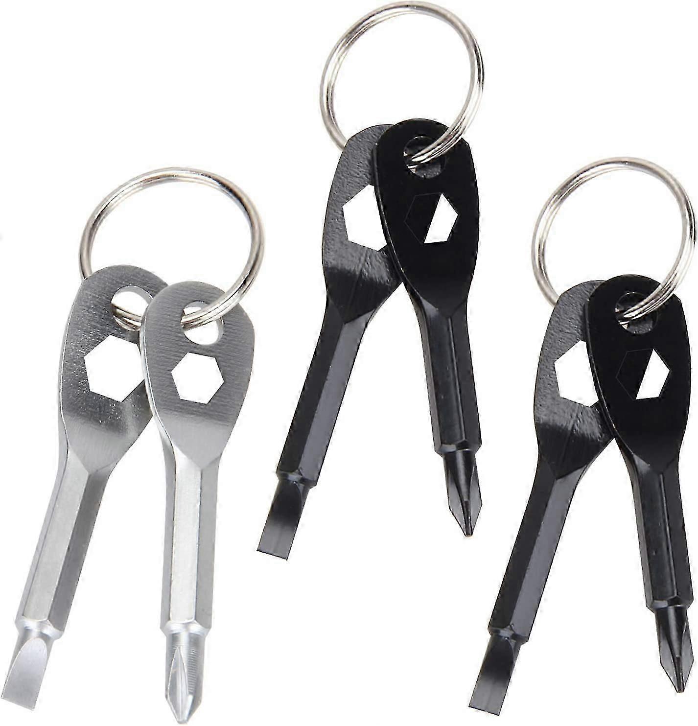 3pcs Keychain Screwdriver Tools,Mini Multi-Function Pocket Tool,4 in 1 Flat and Cross Head(Black,Silver)