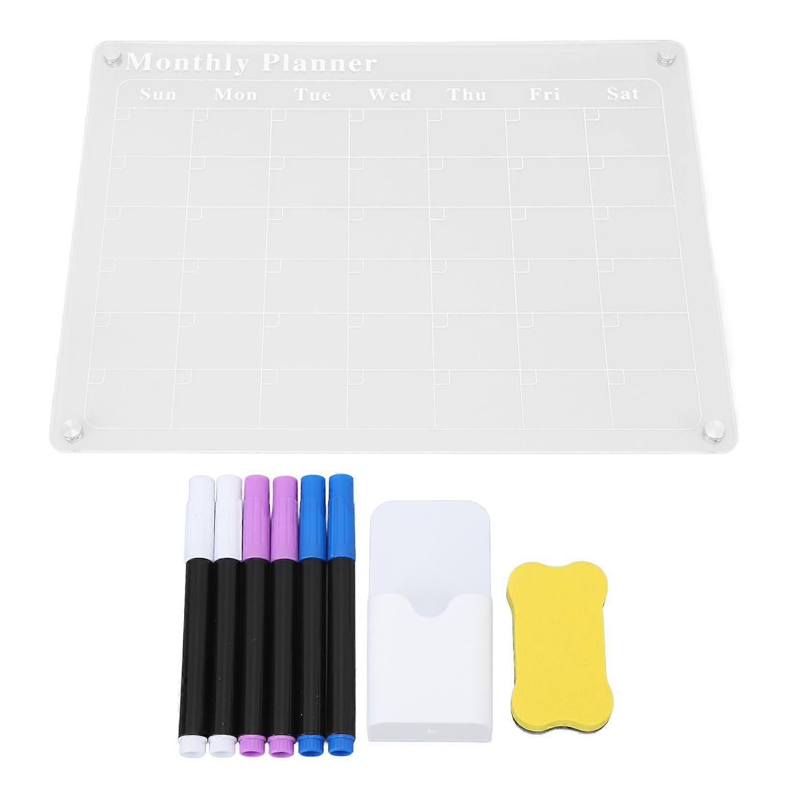 Planning Schedule Clear Acrylic Reusable Writing Magnet Pad Dry Erase Board with Marker Eraser for Fridge