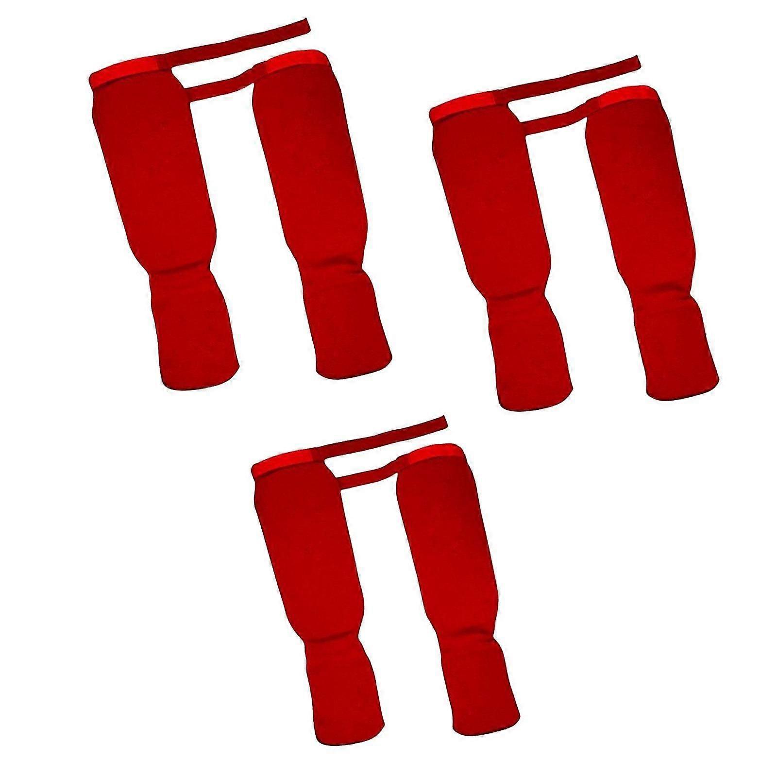 3 Pair Shin Instep Guard Supply Training Protector L M and S Red