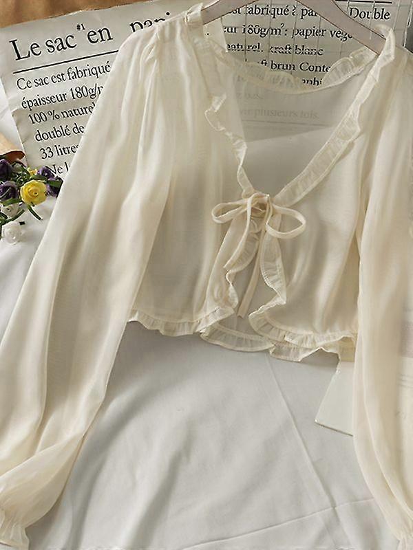 Kvinnor Tunn Casual Spets Rosett Sommar Solskydd Kläder Kvinna Cardigan Skjorta Kläder Toppar Blus För Kvinna