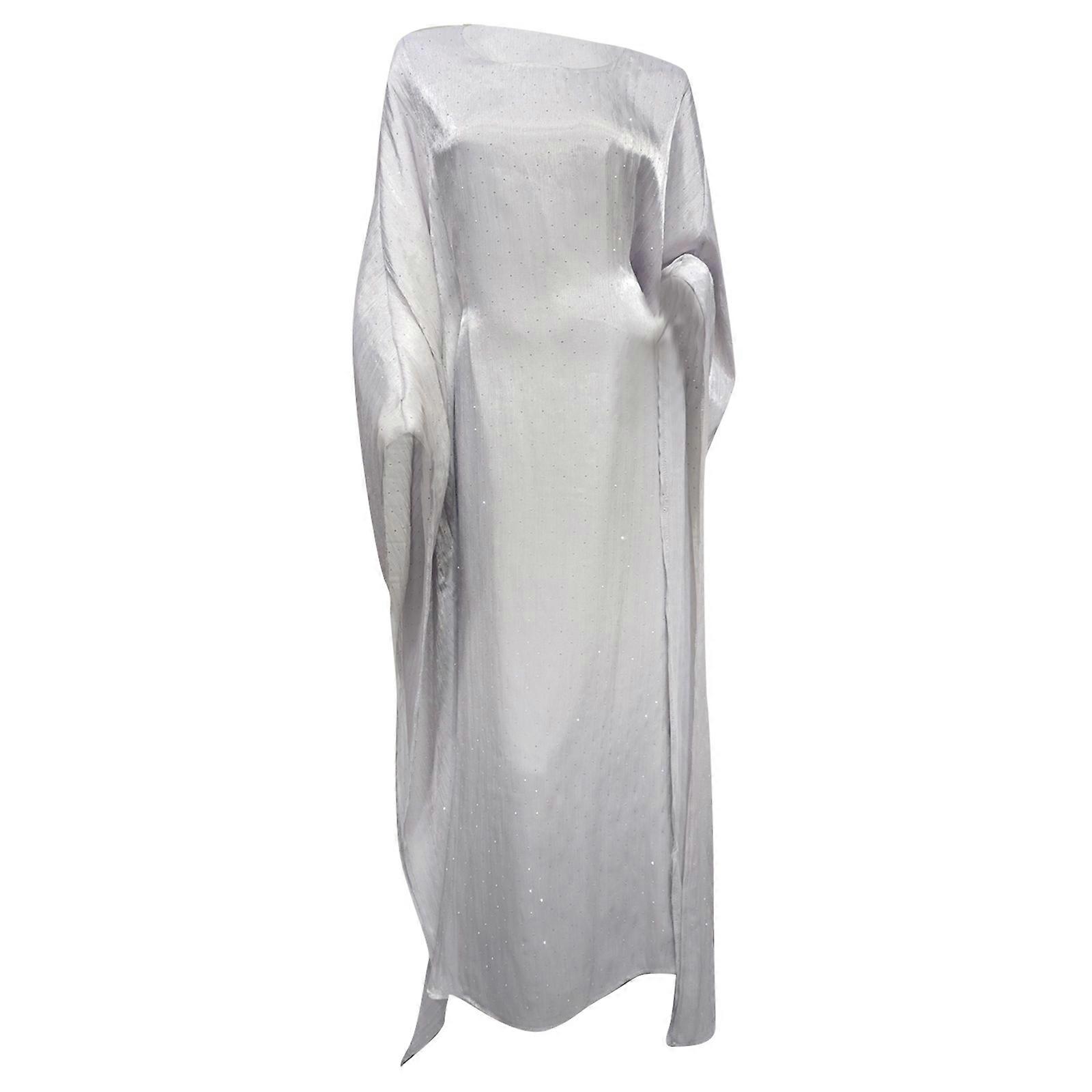 אבני חן רמדאן מוסלמים שמלות מקסי עבאיאס קז'ואל שרוול עטלף דובאי קפטן חלוק אתני תלבושות לנשים ילדה אפור XL