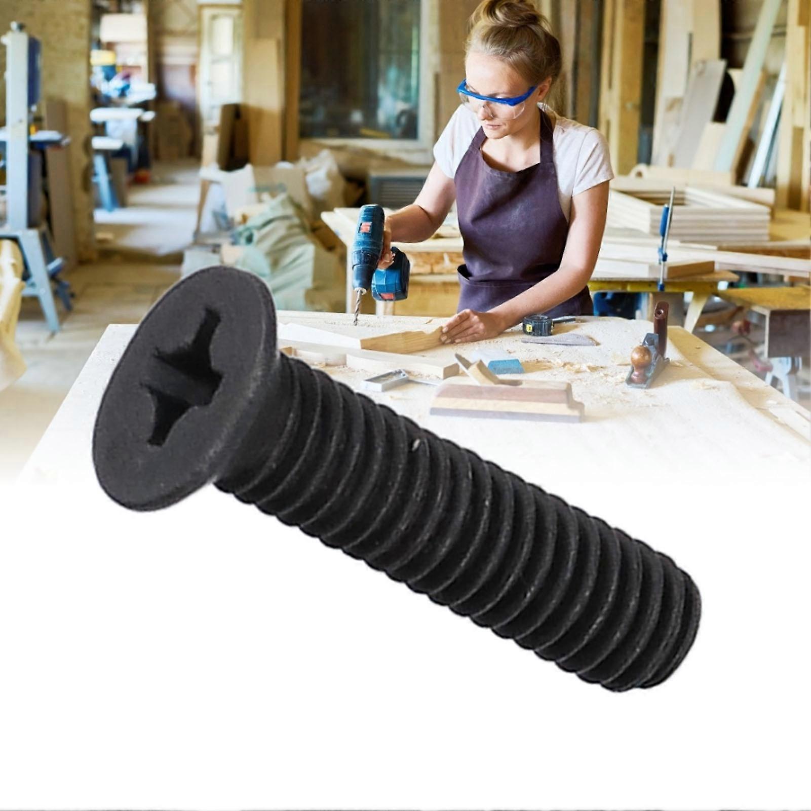 50Pcs M4x16 Black Zinc Plated A2-70 Countersunk Screws