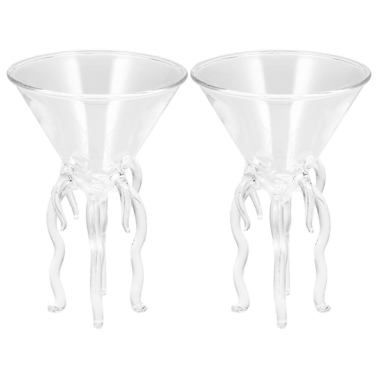 2 Pcs Unique Cocktail Glass Set for Bar Parties, Creative Design, 12 Oz, Clear Glass, Modern Style