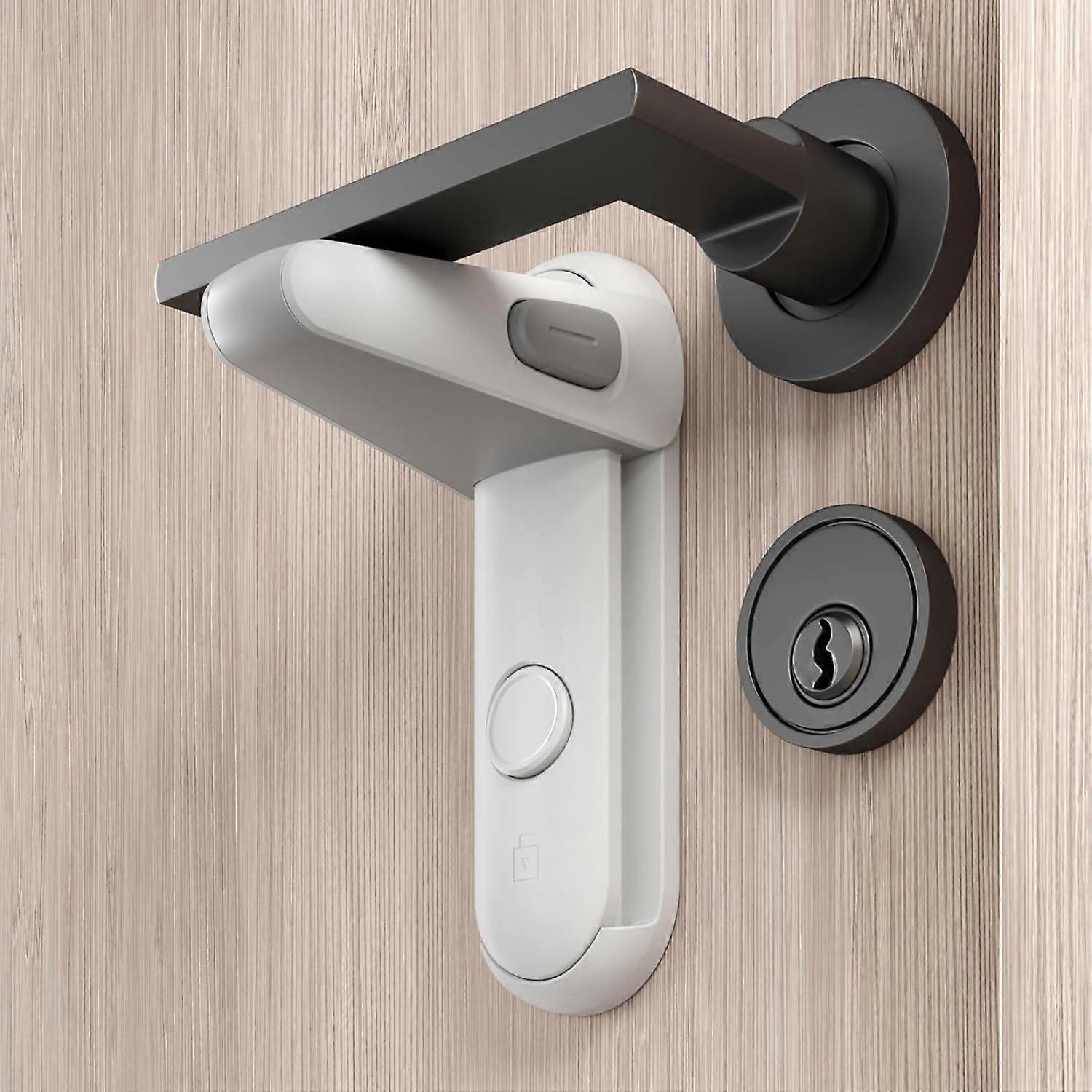 Door Lever Safety Lock, (White) 2-Pack