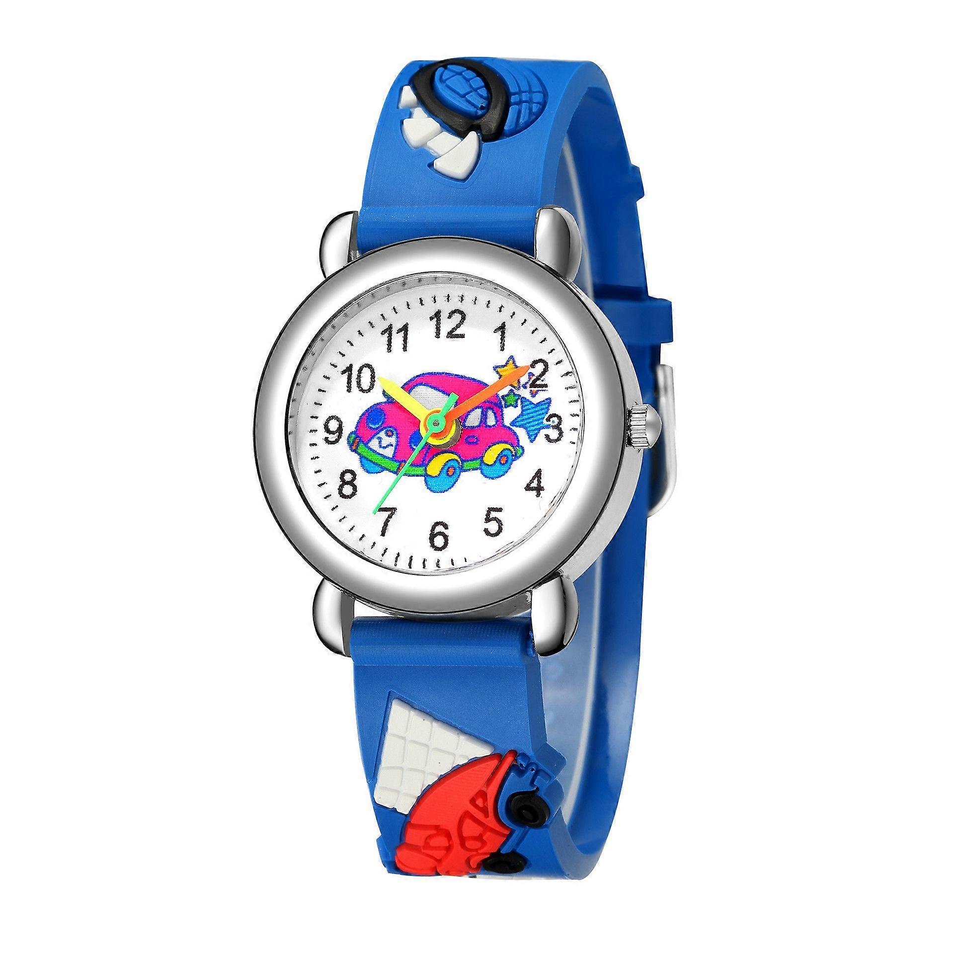 Kids Watch(Blue, Car),Waterproof Children's Wristwatch Quartz Movement,3D Cartoon Design,Digital Children's Watch for 3 Years Old to 12 Years Old Girl