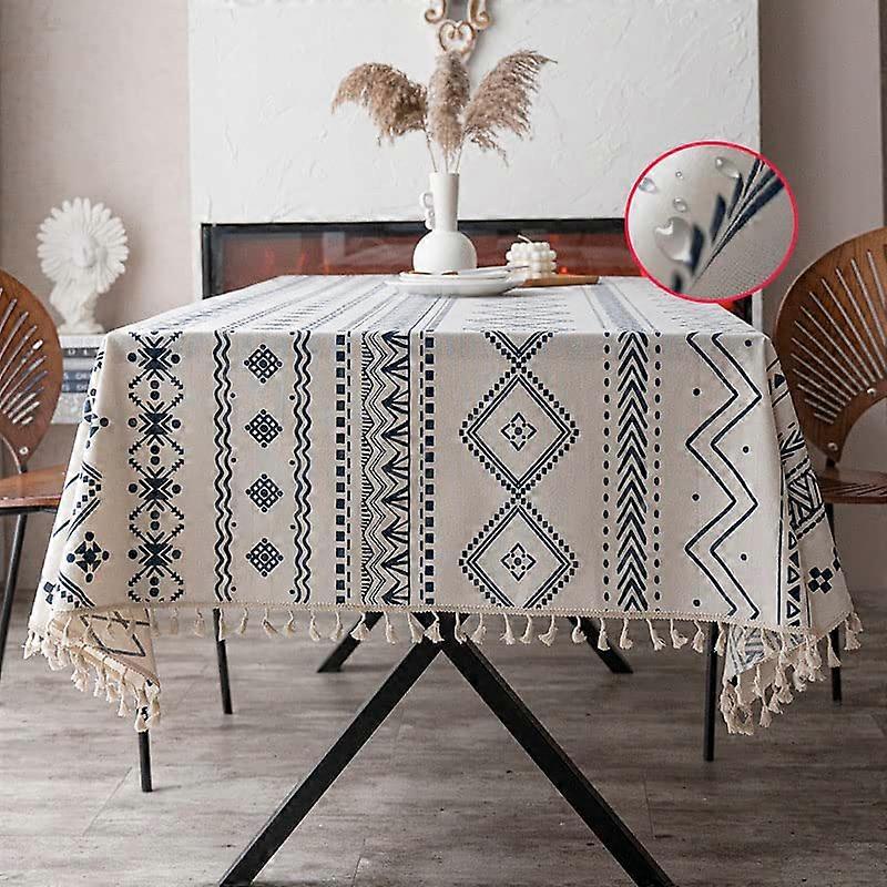 FARM HOUSE WELCOME TABLE WATER PLATING PLANT-FLOORED TABLE PAIL COAT COTTY NON-SLET LINE Table Decor White Blue Boho Rectangle, 55 '× 70'