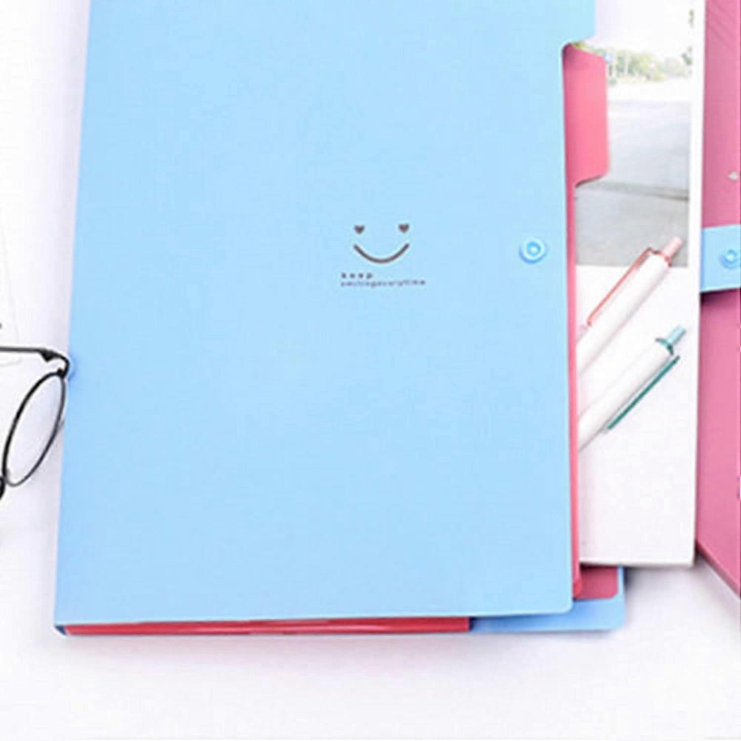 1pc Extension Folder 5 Pockets, Folder A4 Paper Organizer, Organize Extension Folder (Light Blue)