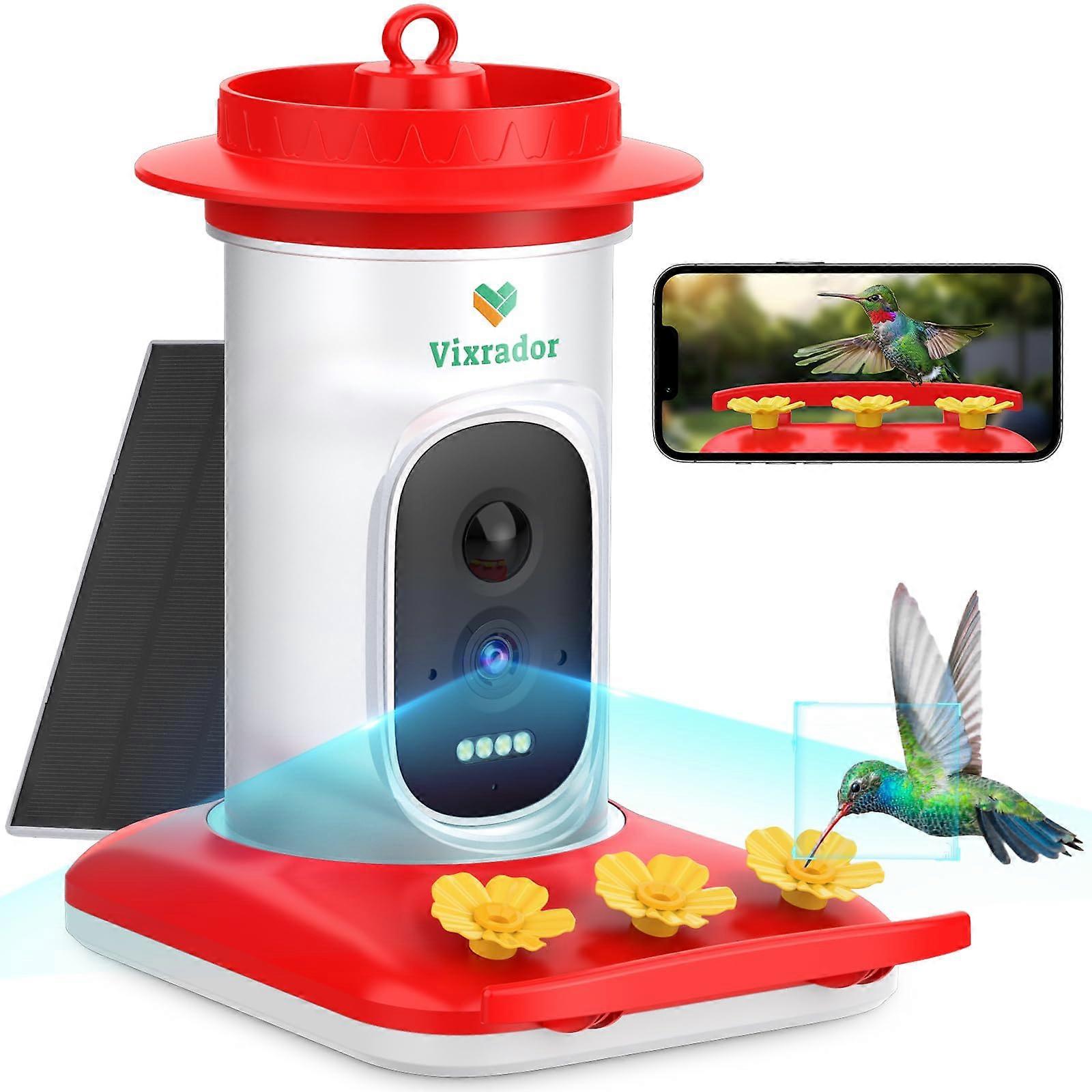 Hummingbird Feeder with Camera Solar Powered,2.5K HD Wireless,AI Identify,Auto Capture