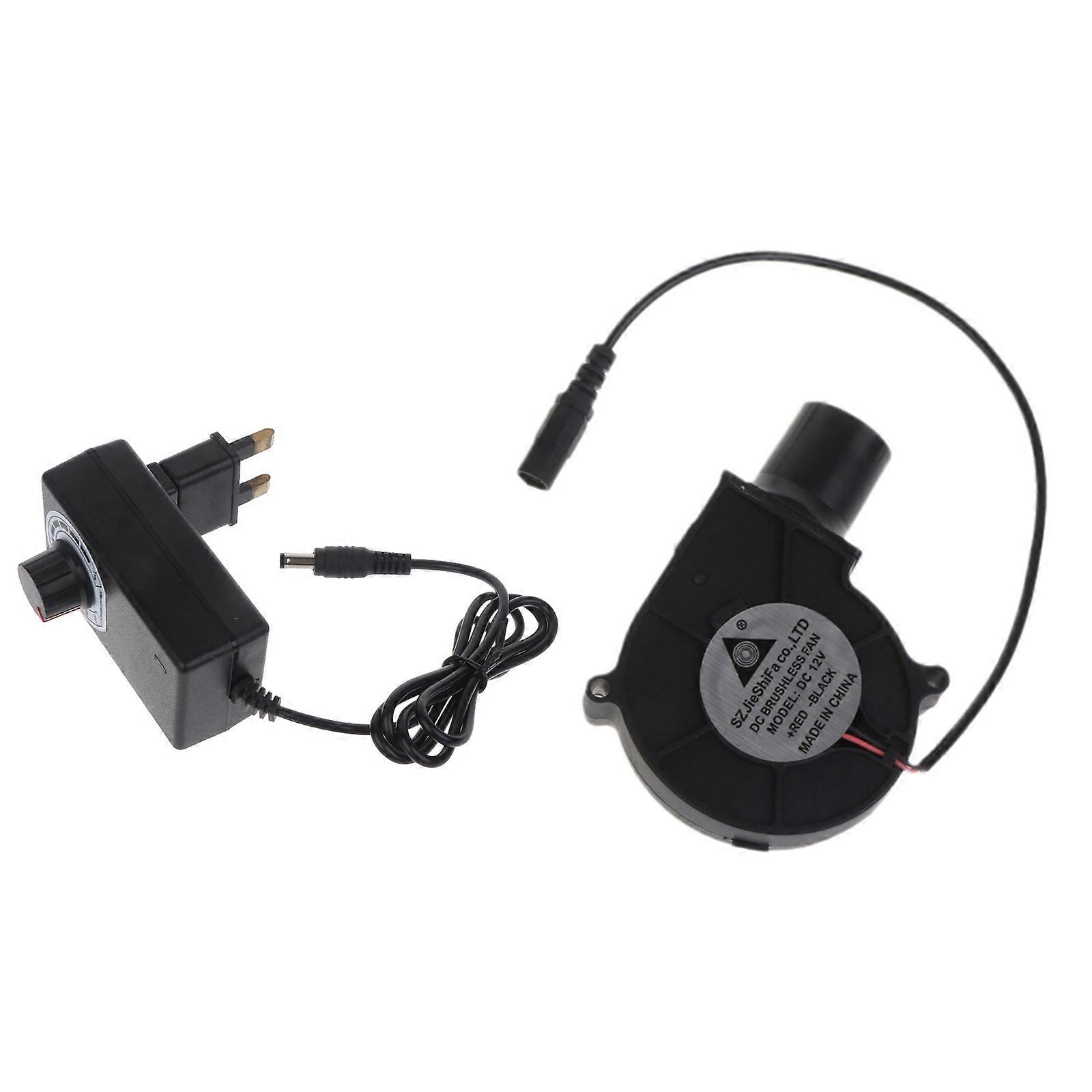 12V BBQ Fan Small Portable Cooking Blower with Air Collecting Port Adjustable Speed Controller Cooking Blower UK/EU Plug