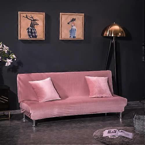 Fodera futon senza braccia in velluto, copertura futon in volpe argento elasticizzato, copridivano letto moderno in tinta unita (rosa)