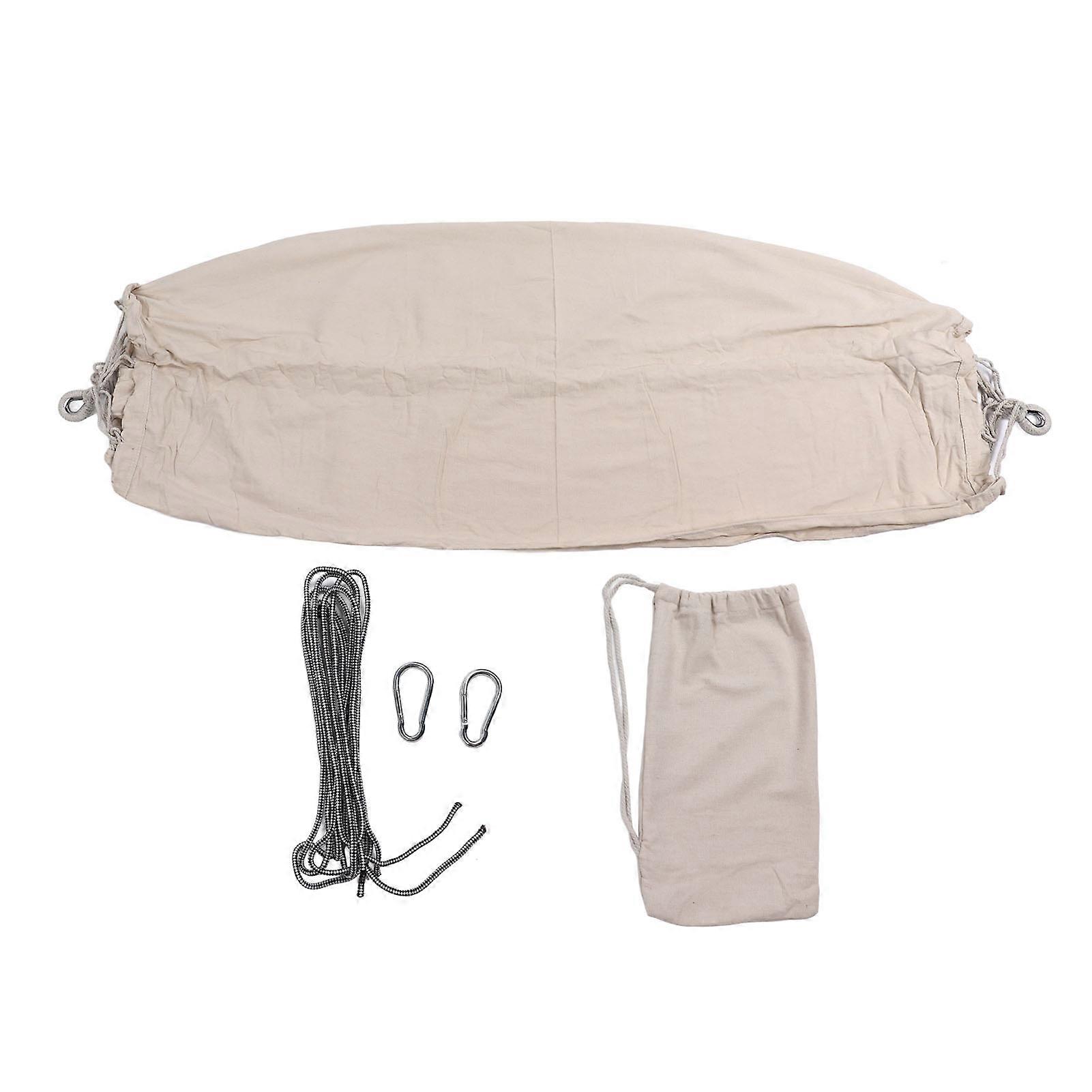 Camping Hammock White 2 Person 200kg Load Capacity Canvas Anti-Reversal with Tree Straps Carry Bag