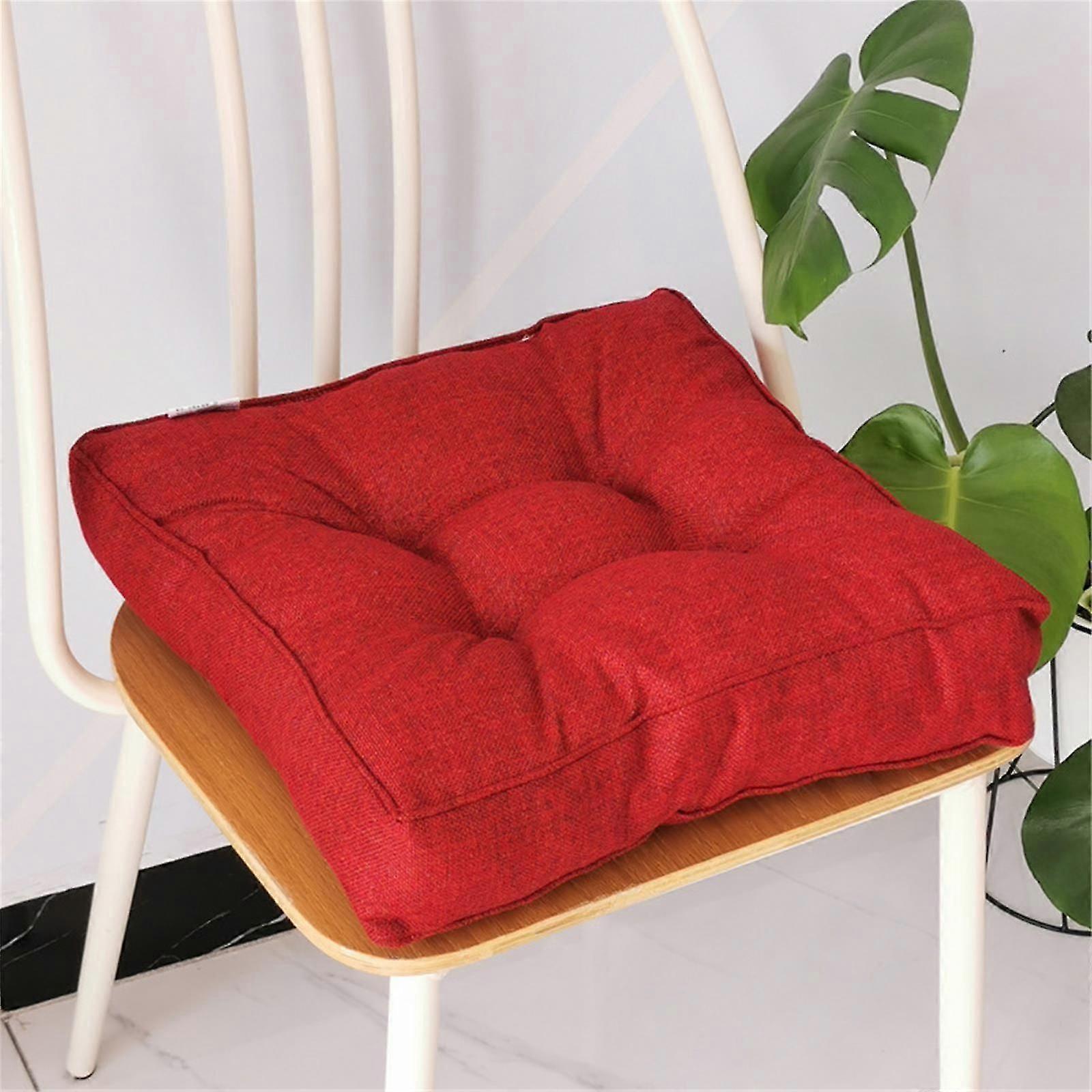 Three-dimensional Thick Imitation Linen Cushion Compressed Delivery Floor Cushion Bay Window Cushion Candy Color Cushion 40x40x9cm Wine Red
