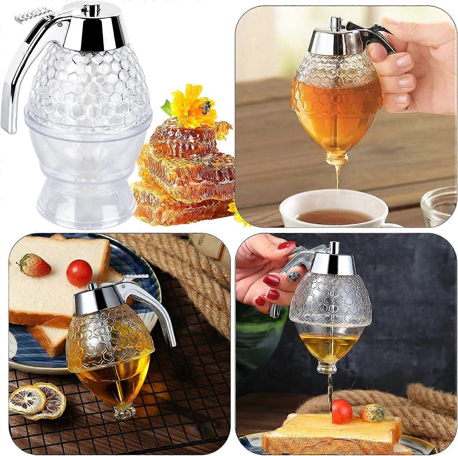 Transparent Honeycomb Pattern  200 ml Acrylic Syrup Dispenser with Stand Honey Dispenser  Honey Syrup Dispenser