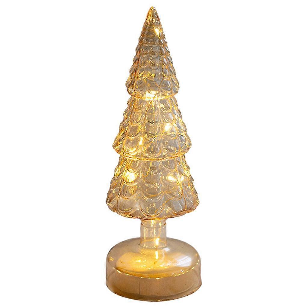 Crafts Creation Small Glass Christmas Tree with LED Lights Battery Operated