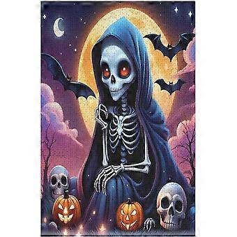 Quebra-cabeças de Madeira de Esqueleto de Halloween 300 Peças Quebra-cabeça Atividade Familiar Jogos Educativos para Adultos e Crianças a partir de 12 Anos