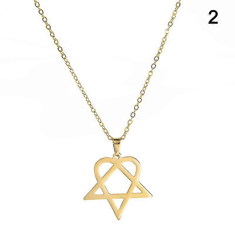 Collier avec pendentif en forme de cœur, étoile et cœur, en acier inoxydable, classique et simple