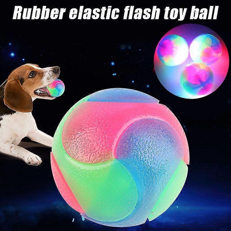 LED Light up Dog Balls Flashing Elastic Ball LED Molar Ball Glowing Ball Pet Color Light Ball Interactive Toys