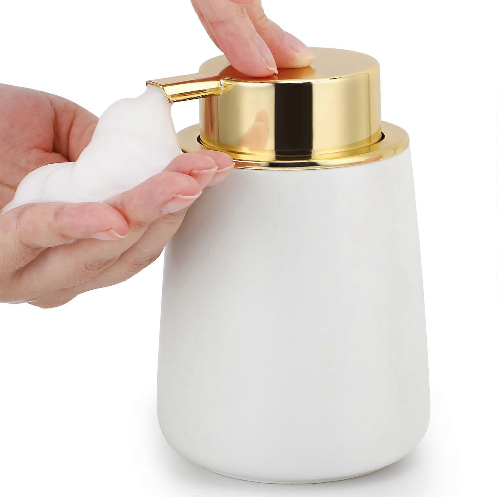 13.5oz Foam Soap Dispenser, 400ml White Ceramic Hand Soap Dispenser Refillable