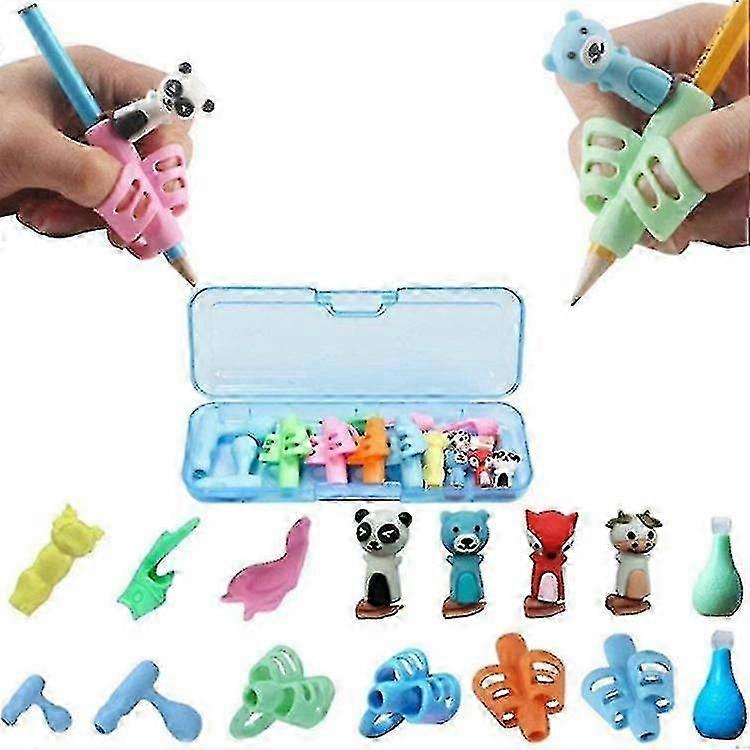 16 stk Blyantgrep Skrivehjelp Skrivehjelp Grep Universal Penn holder Grip Barn Med Box