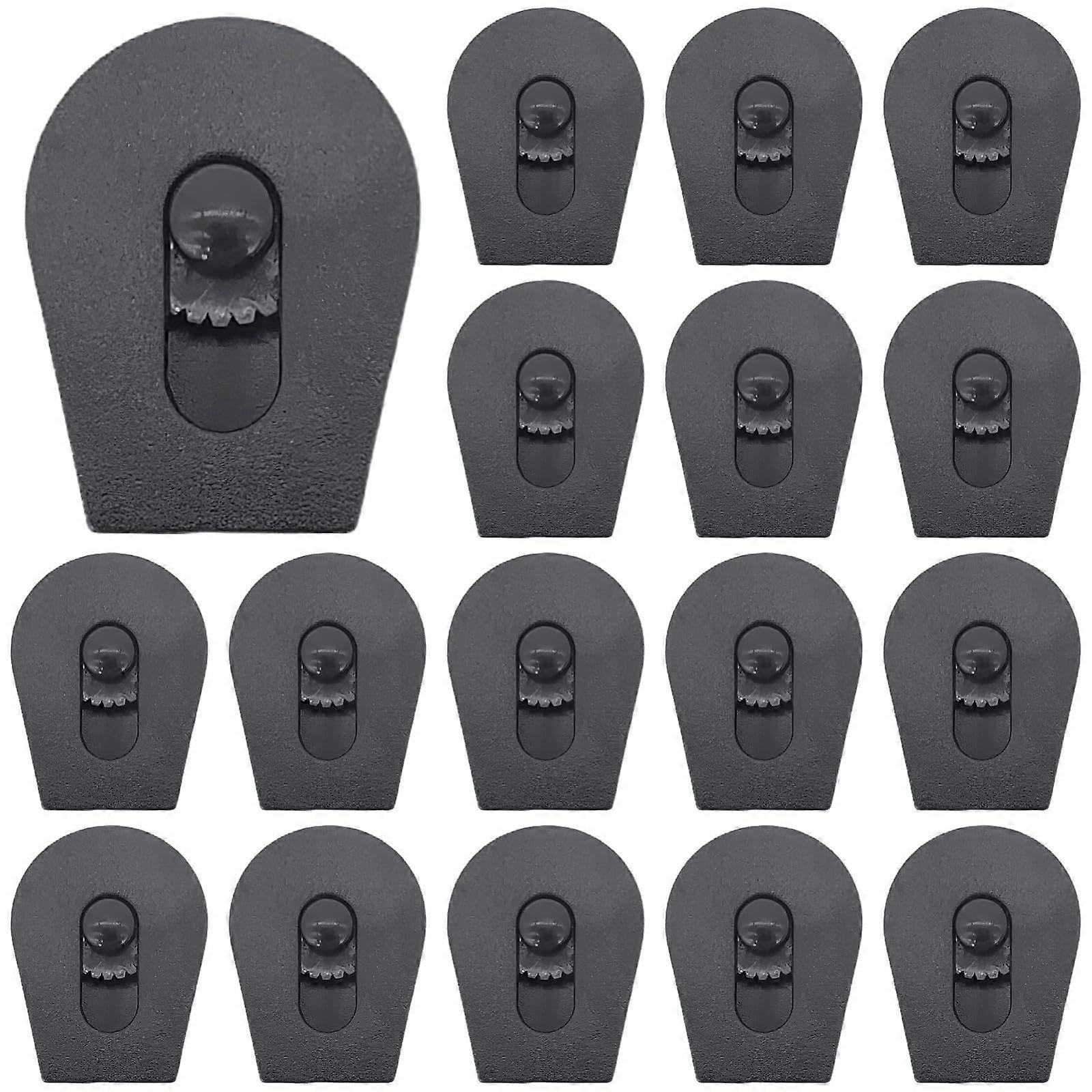 50 Pack Cord Lock Stoppers, Single Hole Spring Clips, Plastic Cord Adjusters for Drawstrings, Face Masks, Backpacks, Black