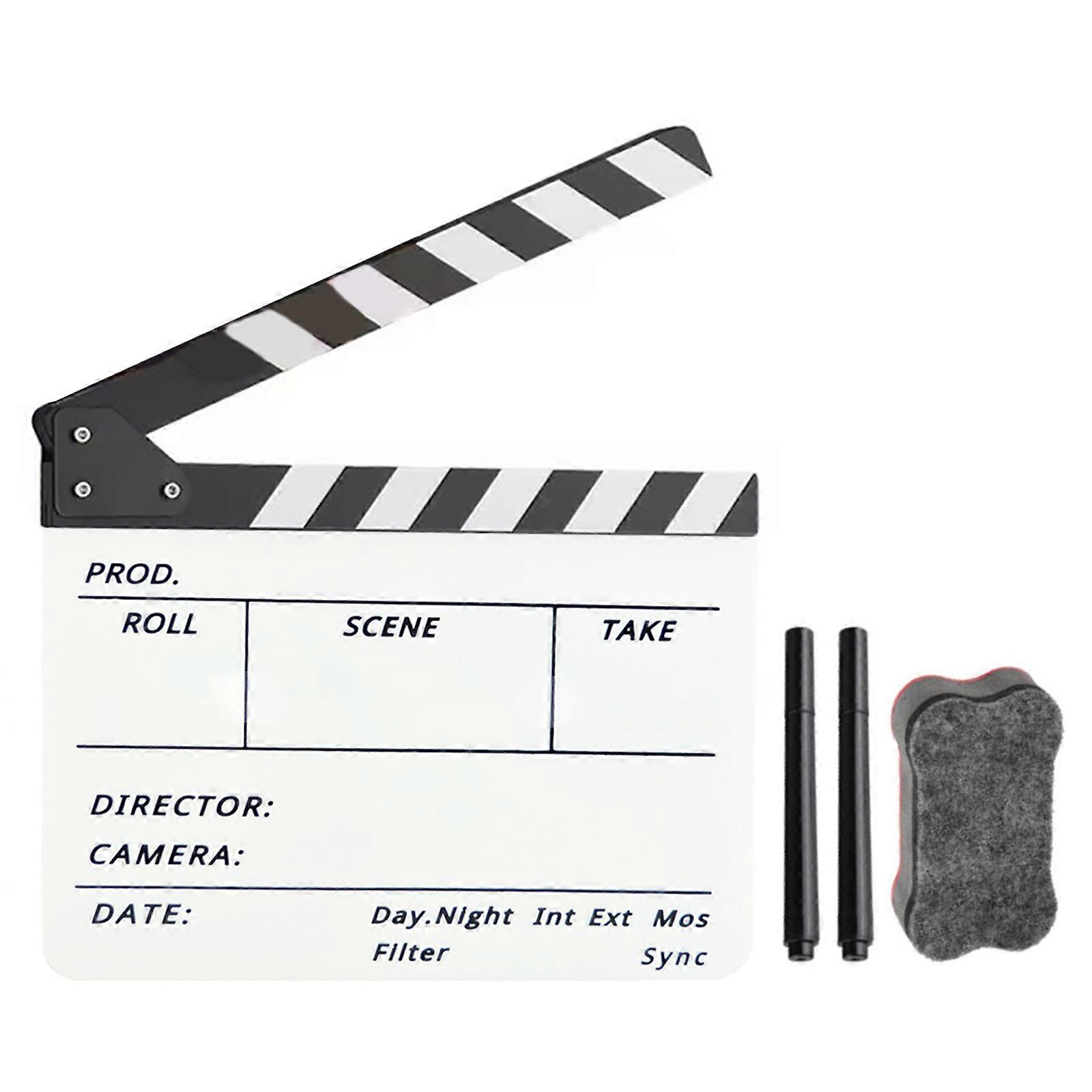 Small Clapperboard Acrylic Clapper Board for Film Production and Video Creation 12x10in Reusable Surfaces