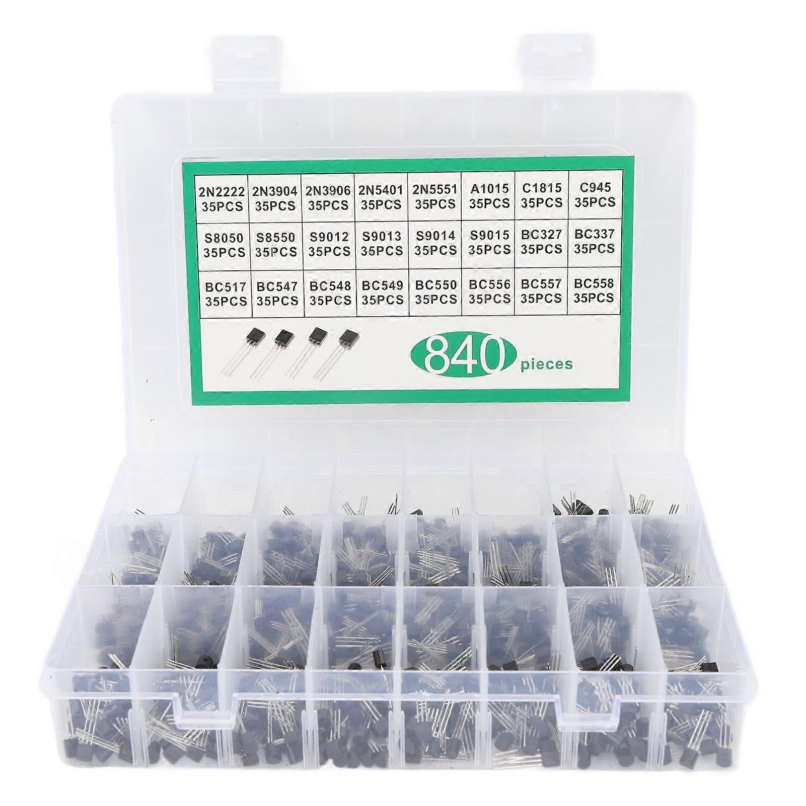 2025 Latest Model  840Pcs BC337 BC549 A1015 Transistor Diode Triode 24 Value