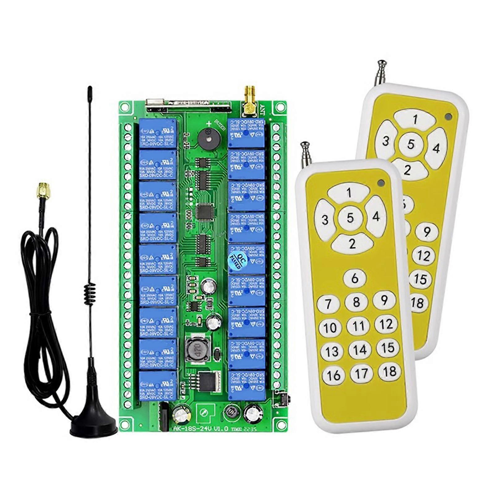 12V-48V 18CH 433Mhz 315mhz Wireless Remote Control Switches Receiver Transmitters for Security Door LED Light