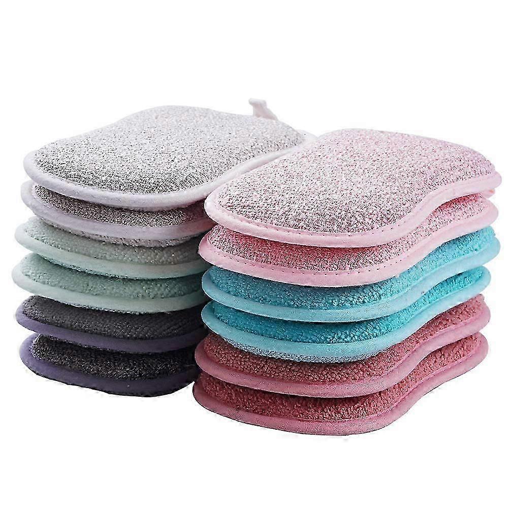 Microfiber Scrub Sponges 12-Pack - Non-Scratch Dish Cleaning