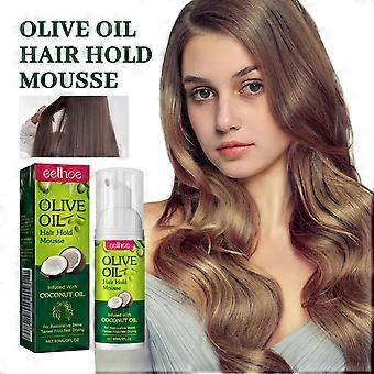 Olive Oil Curly Hair Mousse - Non-Flaking Setting Foam with Frizz Control & Shine Enhancer for Braids, Weaves, Wigs, Waves, Natural Curls