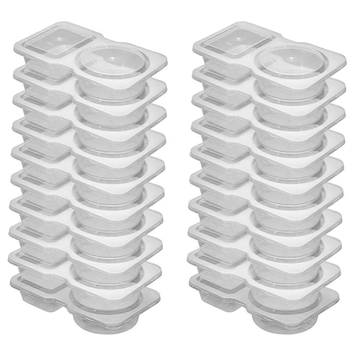 40PCS Reusable Snack Containers, 2-Compartment Dipping Containers with Lid for Refrigeration,Sauce