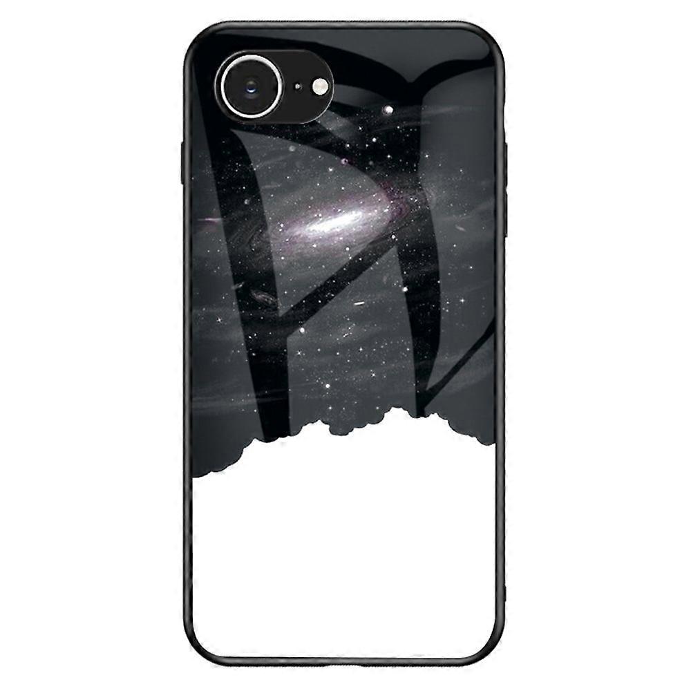 For iPhone 16e Case Starry Sky Pattern Tempered Glass Phone Cover