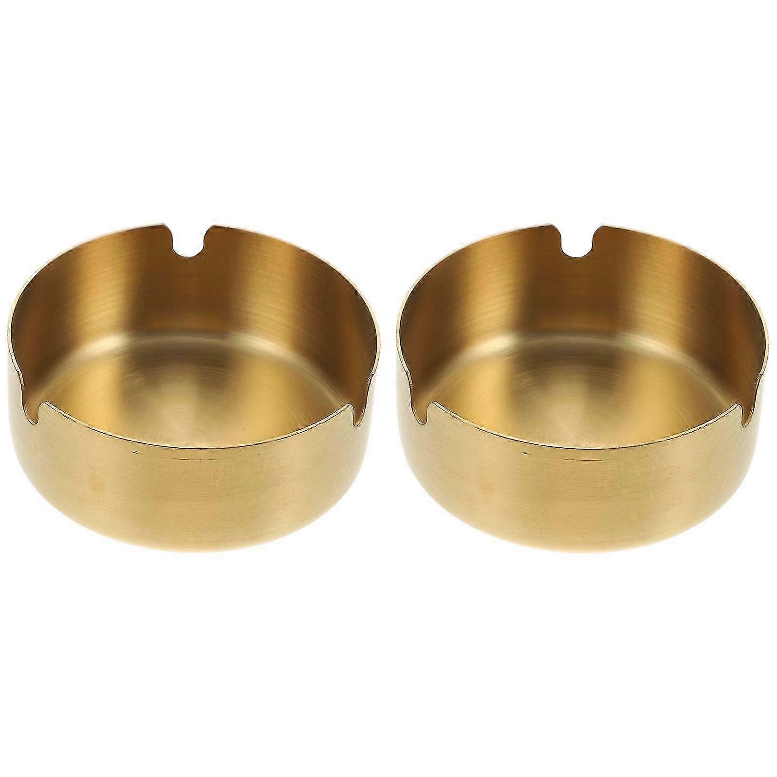 2pcs Rounded Stainless Steel Small Indoor Ashtray Containers