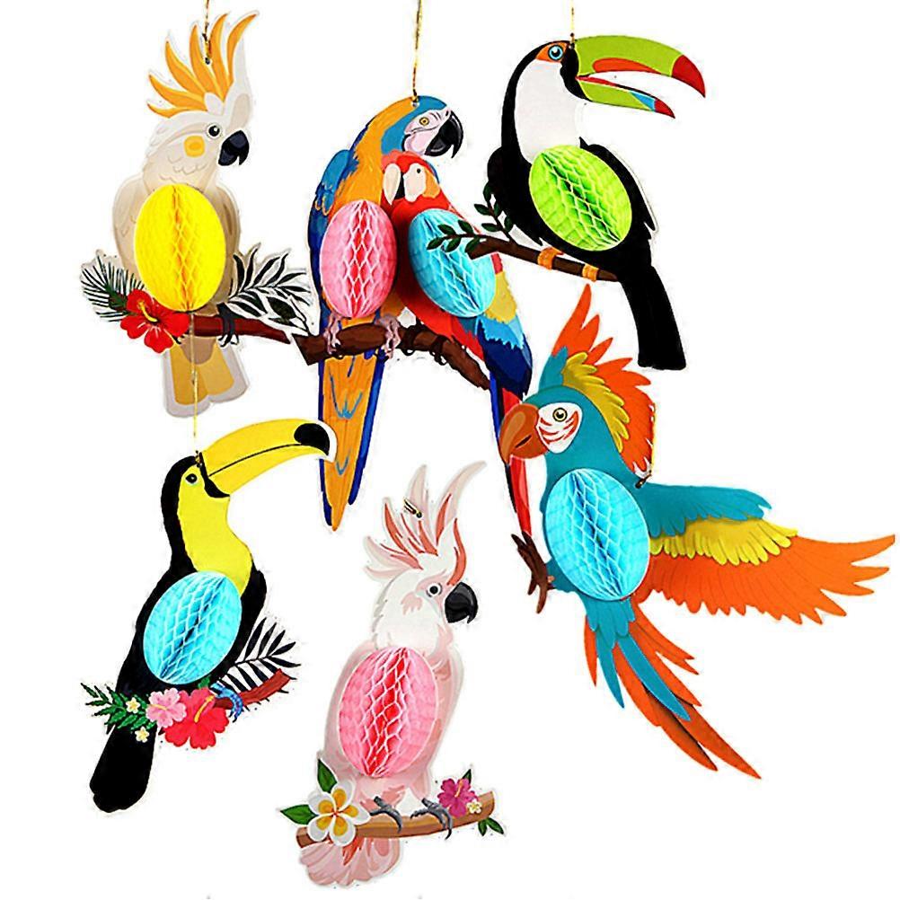 Hawaiian Pendant DIY Hanging Pendant Wall Mounted Decor Beehive Parrot Style Colorful 6Pcs For Home School Classroom Supplies